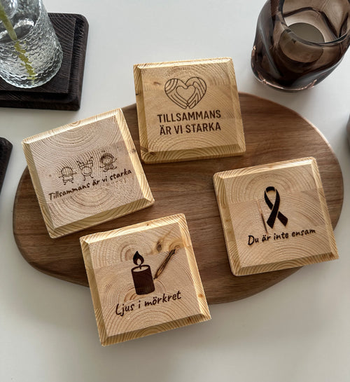 4-pack stöd underlägg – Till förmån för Barncancerfonden