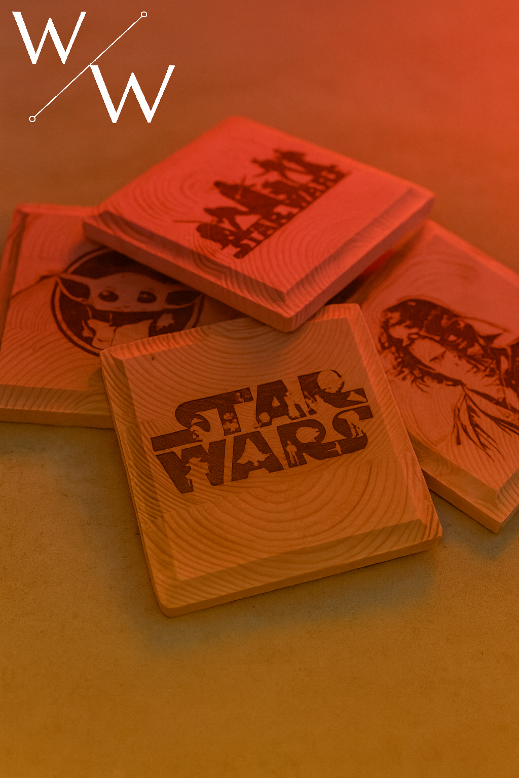 Furu – Rymd Underlägg 4-pack (Lasergravyr)